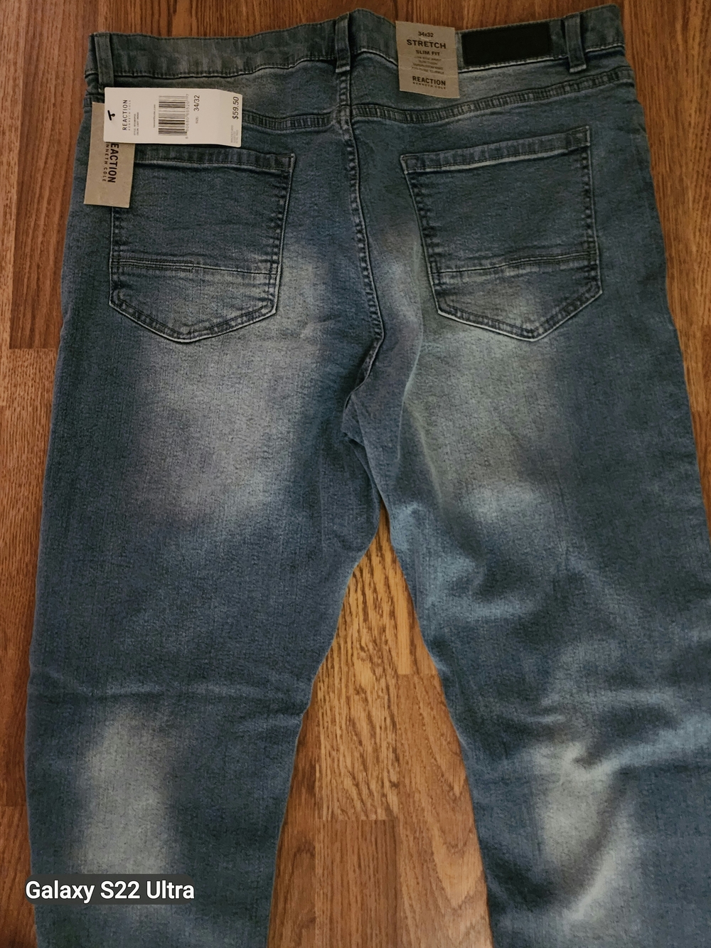 Kenneth Cole BNWT $59 REACTION MEN Slim Straight Jeans in Blue INDIGO Wash 34X32